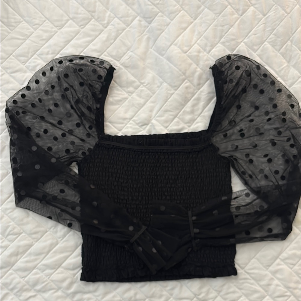 Elegant Black Sheer Sleeve Top